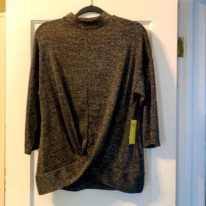 PerSeption 3/4 sleeve top. Sparkling black. Size L